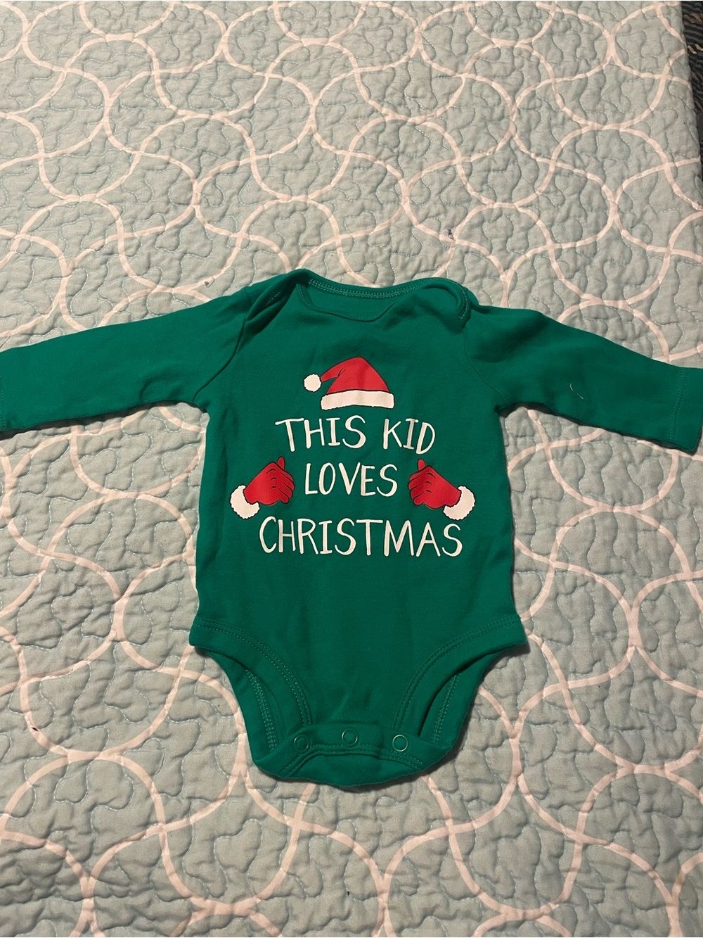 Carter's Green Long-Sleeve Christmas Graphic One-Piece